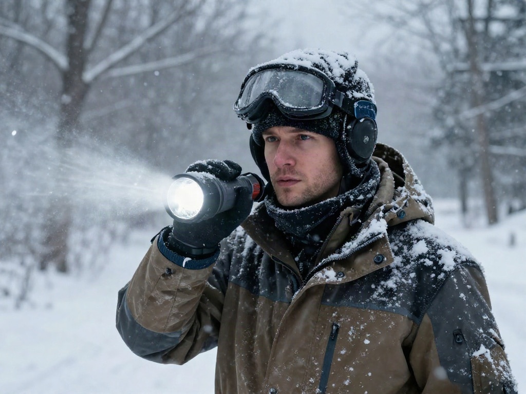 Taschenlampe Kälte Regen Schnee